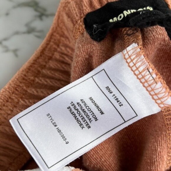 Monrow Velour High Waist Vintage Sweatpants Size XS Dry Rose Natural MSRP $158 - Picture 9 of 14